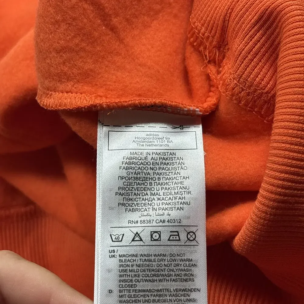 ADIDAS MEN'S ORANGE FULL ZIP HOODIE SWEATSHIRT LONG SLEEVE SIZE 2XL